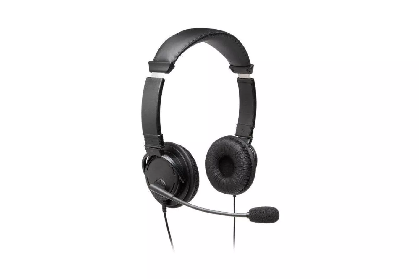 Auriculares Kensington con cable, cancelaci&oacute;n de ruido, micr&oacute;fono boom y control volumen Negro