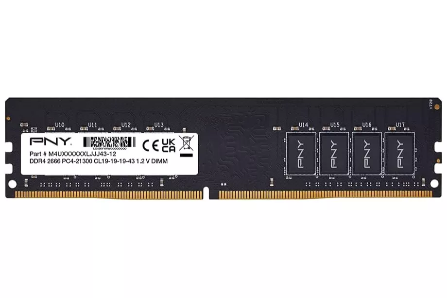 Memoria RAM PNY 8GB DDR4 2666MHz CL19 DIMM 288 pines 1.2V PC4-21333