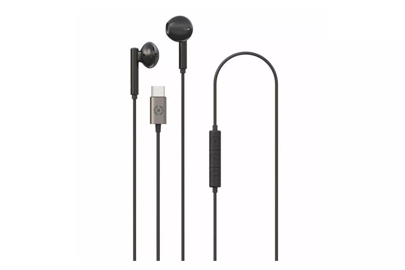 Auriculares Celly UP1100 con cable USB-C, intraurales, micr&oacute;fono y control en l&iacute;nea, negros