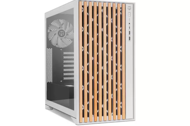 Torre PC Nox Hummer ELEMENT Semi Torre ATX Cristal Templado USB-C Blanca y Madera - Dune Edition By PcCom