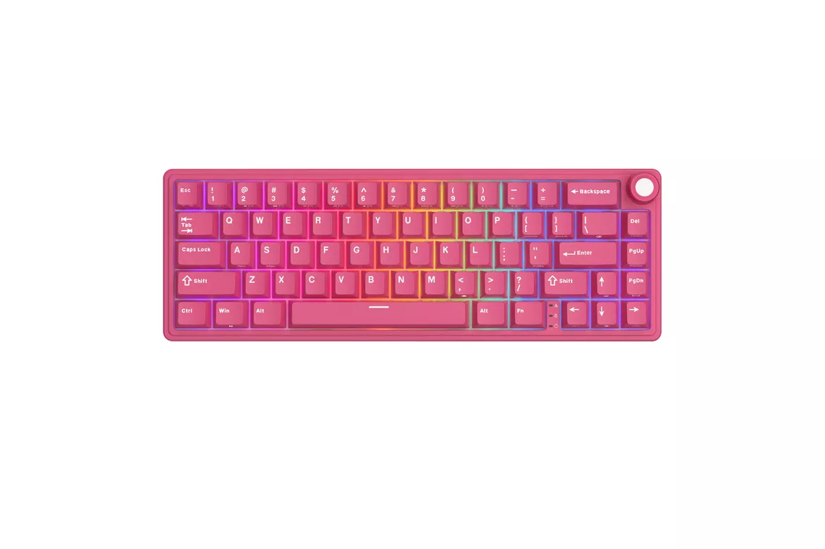 Teclado Royal Kludge R65 ISO-ES Hot-Swappable Switch Cream Berry Red