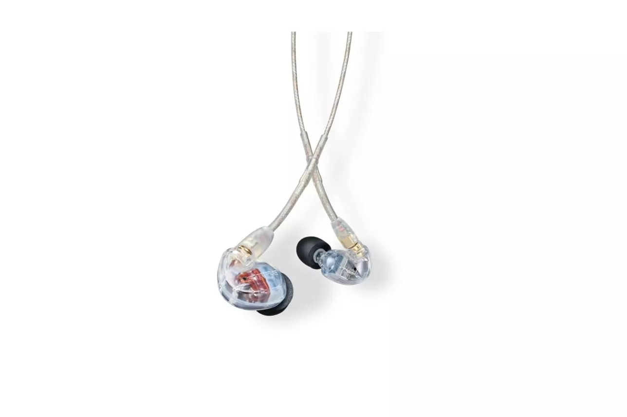 Auriculares Shure SE535 con cable, conectividad jack 3,5 mm, para escenario y estudio, triple driver, aislamiento de ruido, color transparente