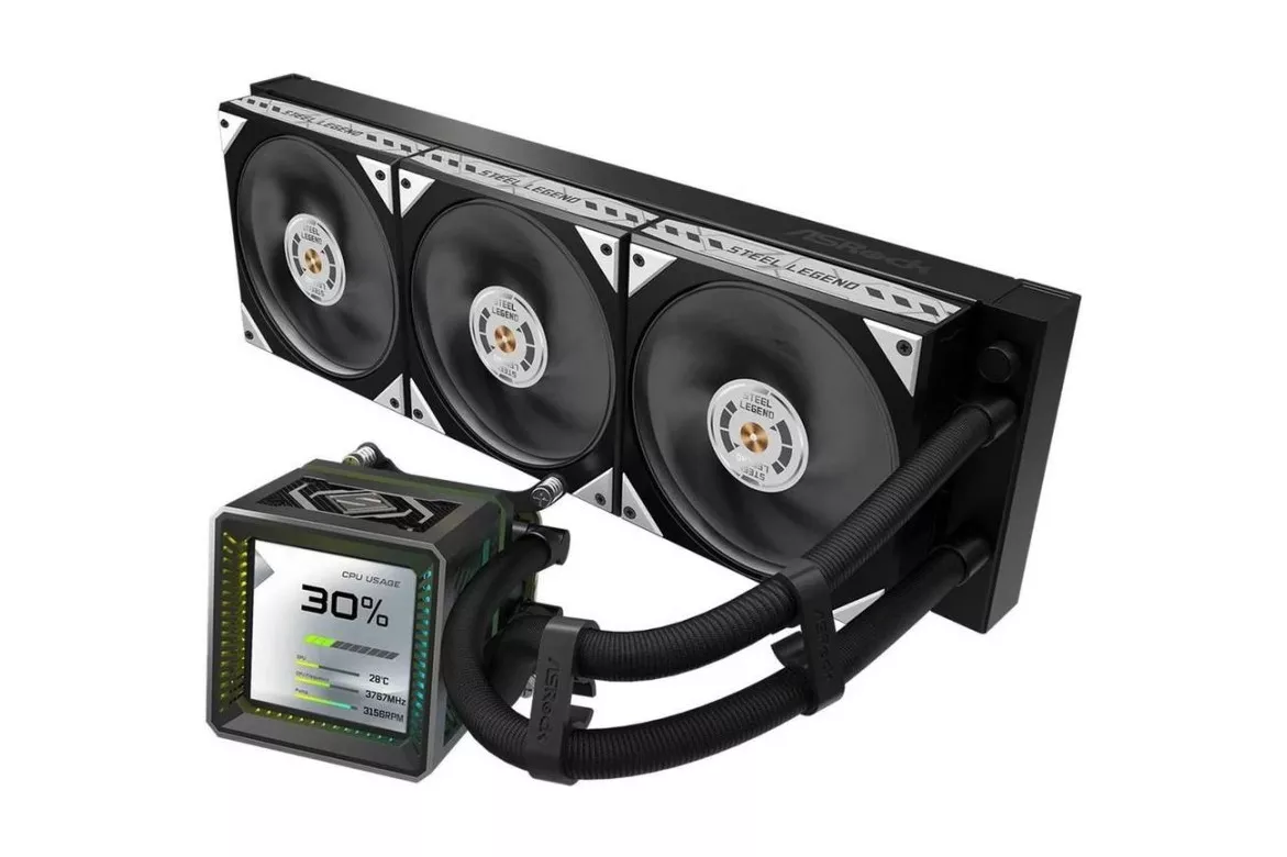 Refrigeraci&oacute;n L&iacute;quida AsRock CPC Steel Legend Dark 360mm 3 Ventiladores RGB