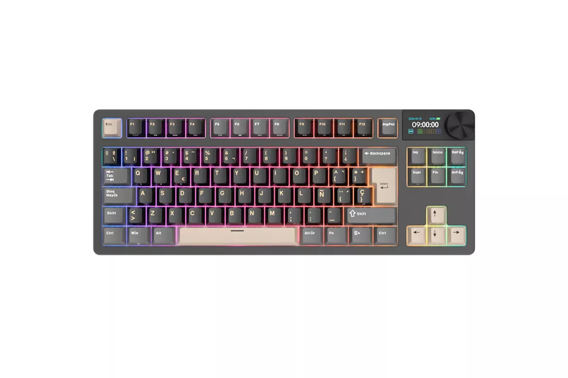 Teclado Royal Kludge RKS85 ISO-ES Hot-Swappable Switch Beige Phantom