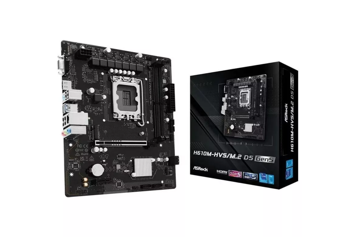 Placa Base AsRock H610M-HVS/M.2 D5 GEN5 Intel H610 LGA1700 DDR5 Micro ATX