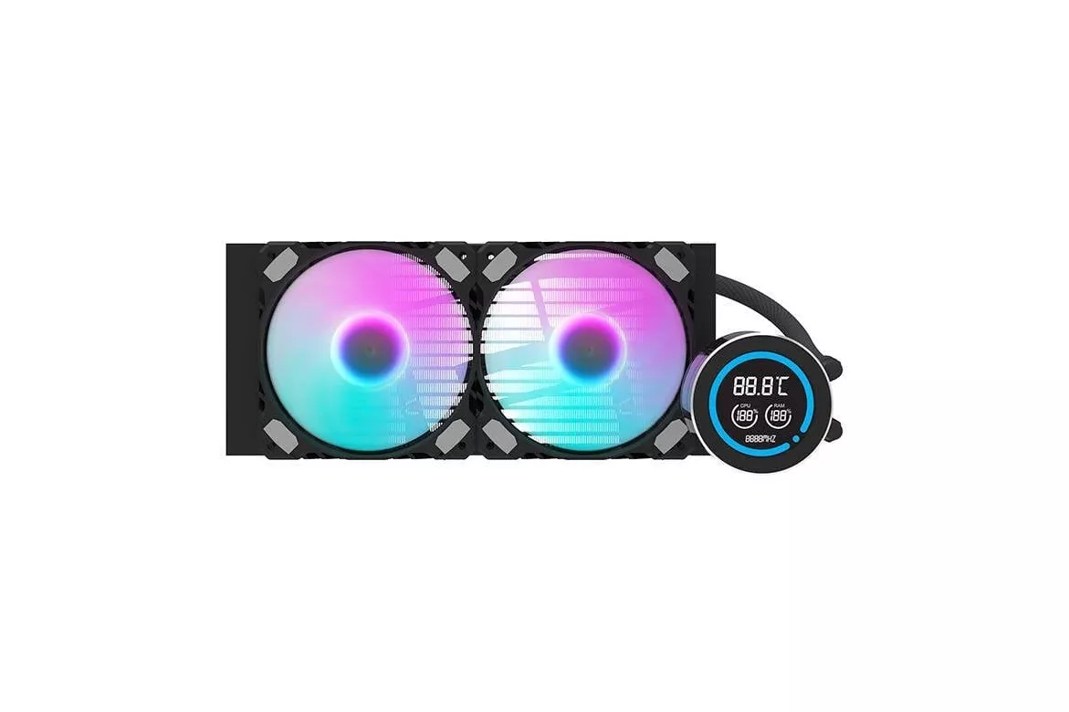 Refrigeraci&oacute;n l&iacute;quida darkFlash DN-D240 240 mm LCD 2 ventiladores ARGB alto rendimiento