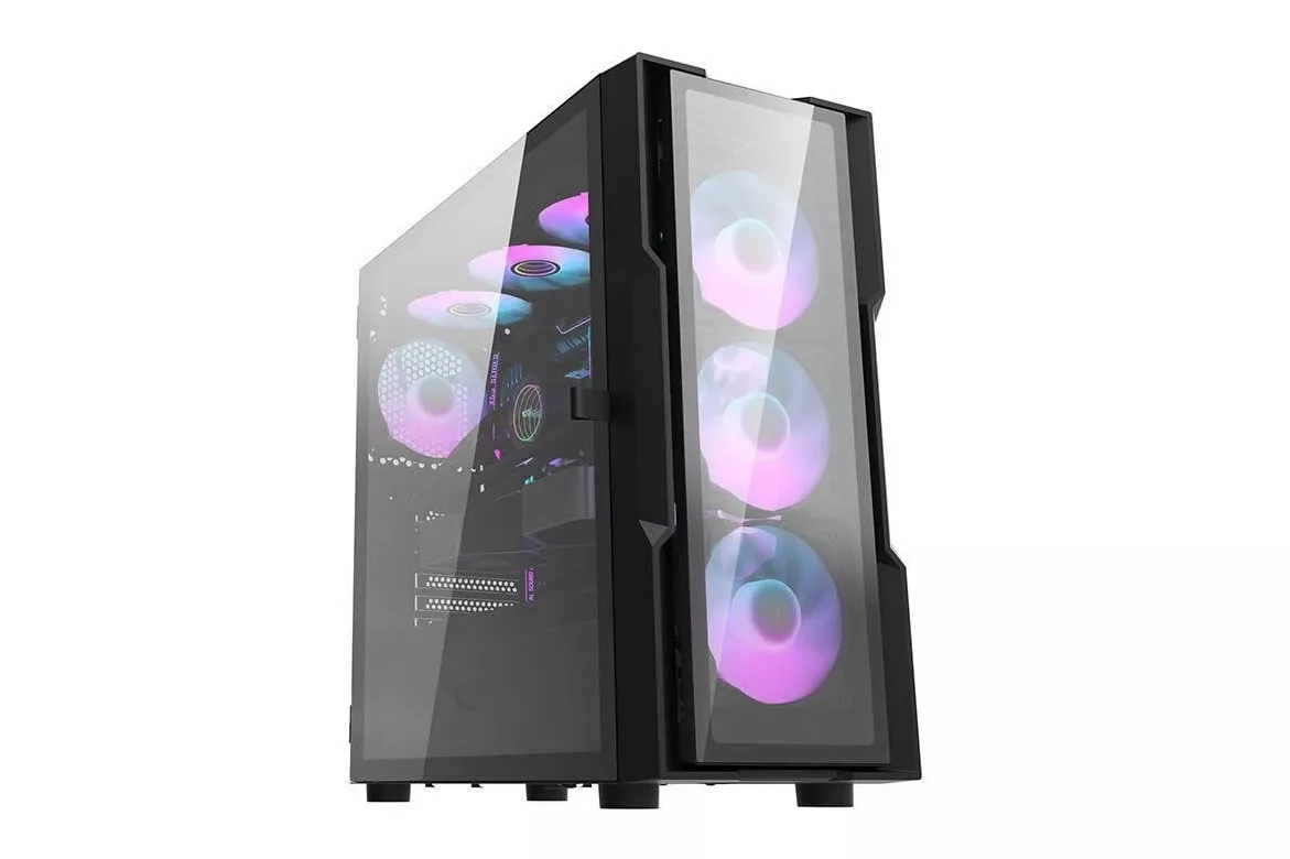 Caja PC Darkflash DK431 Vidrio Templado Negro + 4 Ventiladores RGB