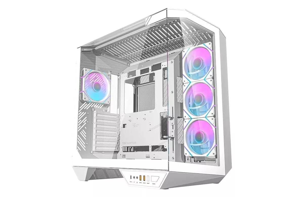 Caja PC Darkflash DY470 Blanca + 4 Ventiladores + Soporte GPU