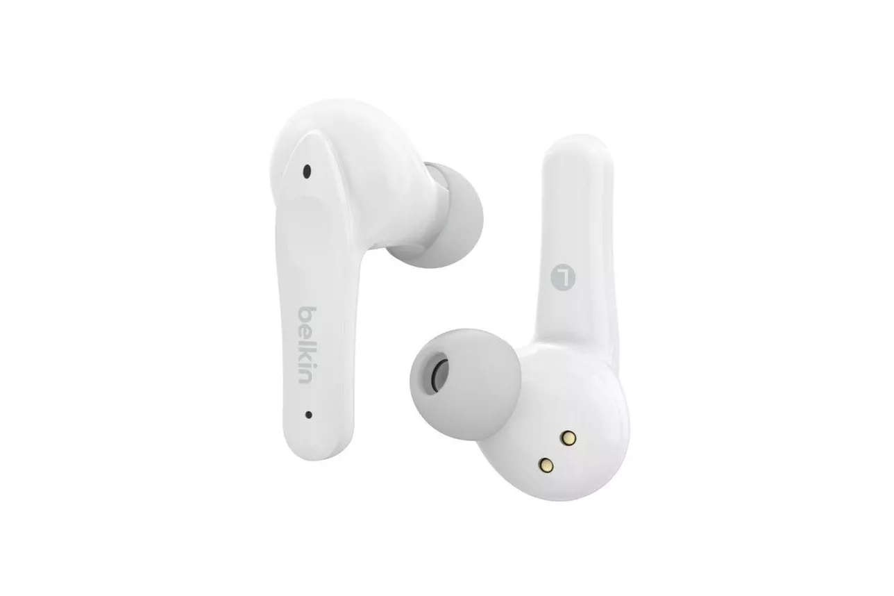 Auriculares Belkin Soundform Nano inal&aacute;mbricos Bluetooth para llamadas y m&uacute;sica, IPX5, blancos