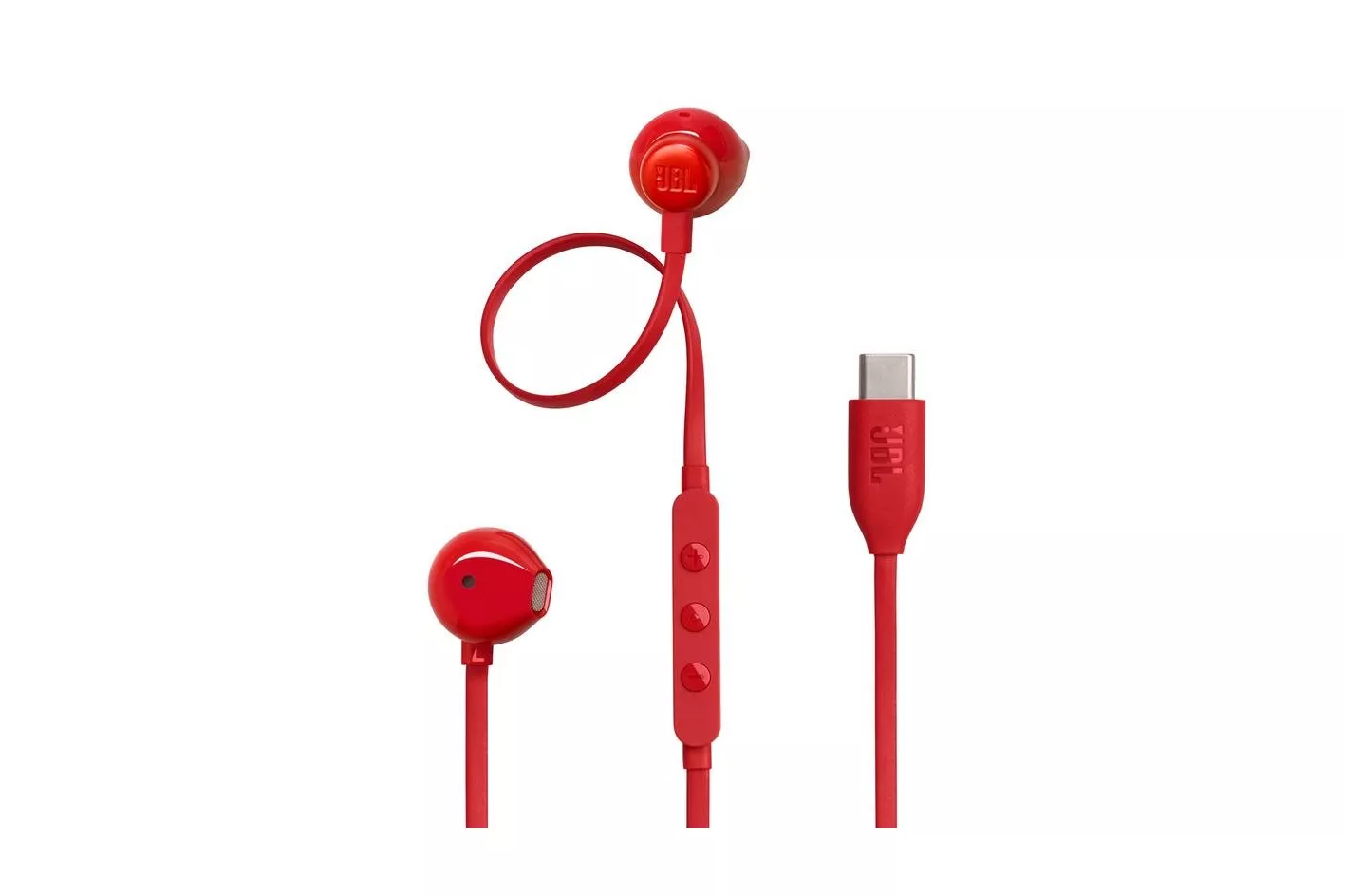 Auriculares JBL Tune 305C con cable USB-C para llamadas y m&uacute;sica, color rojo
