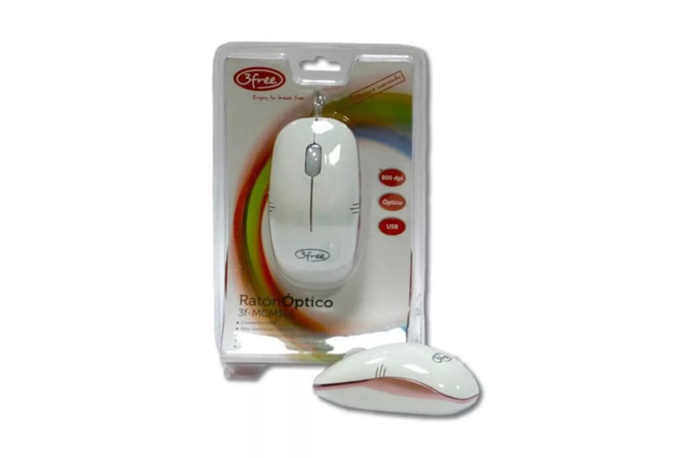 Rat&oacute;n 3free 3F-MCM101/WP USB &Oacute;ptico 800 DPI Blanco Rosa Mini Tama&ntilde;o