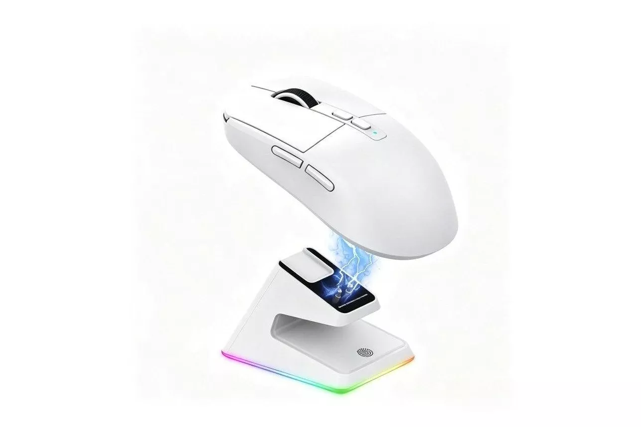 Rat&oacute;n Gen&eacute;rica Ultraligero Sensor Avanzado Recargable Blanco Base Magn&eacute;tica