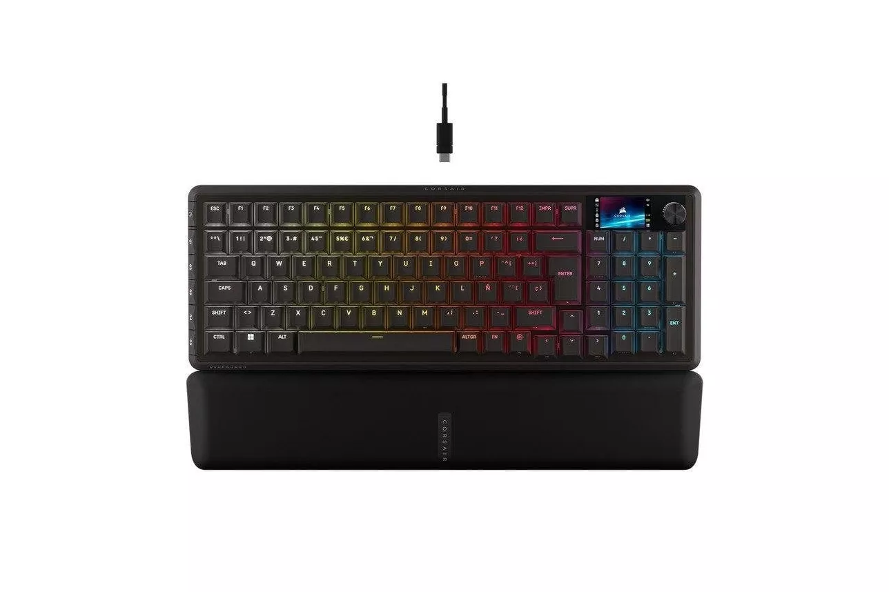 Teclado Corsair Vanguard 96 Wireless mec&aacute;nico compacto con pantalla LCD, RGB