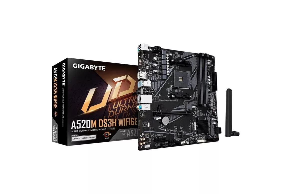 Placa Base GIGABYTE A520M DS3H WIFI6E AMD A520 AM4 DDR4 Micro ATX WiFi 6E Bluetooth 5.3