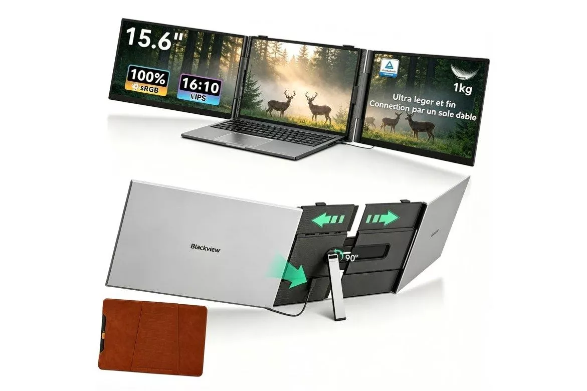 Monitor Blackview DCM8 Pro 15,3" FullHD+ 60Hz IPS Triple Pantalla USB-C Altavoz Integrado