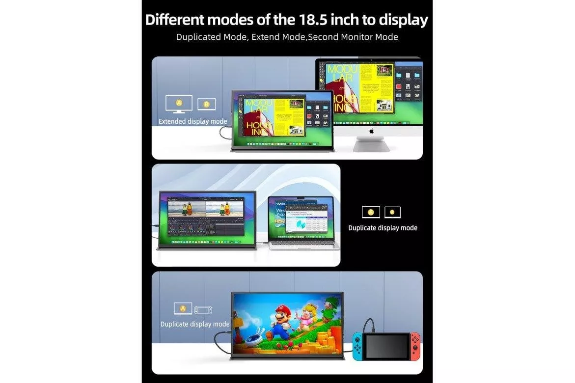 Monitor Uperfect 18,5" FullHD 120Hz IPS T&aacute;ctil 10 puntos VESA USB-C Mini HDMI 5ms