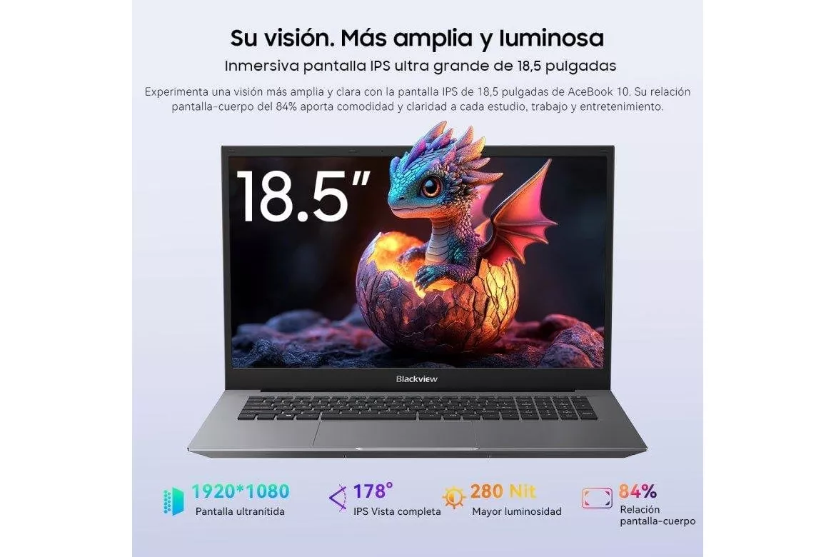 Port&aacute;til Blackview ACEBOOK 10 18,5" Intel N150 16GB Gr&aacute;ficos Intel 512GB SSD Windows 11 Pro Full HD