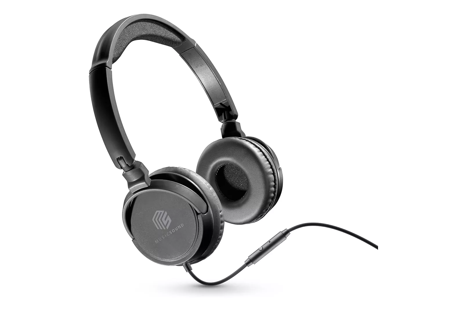 Auriculares Music Sound con cable Jack 3,5 mm, micr&oacute;fono integrado y diadema ajustable negros