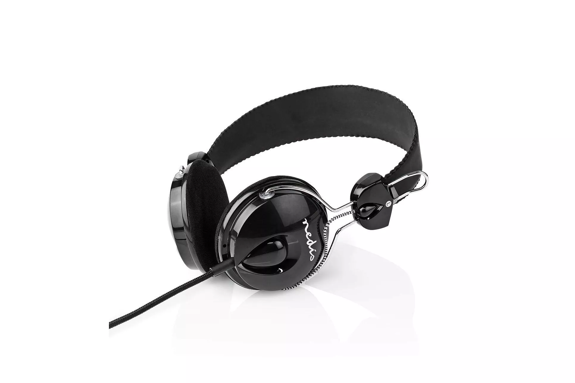 Auriculares Nedis HPWD1104BK con cable, conexi&oacute;n 3,5 mm, para llamadas y m&uacute;sica, negros