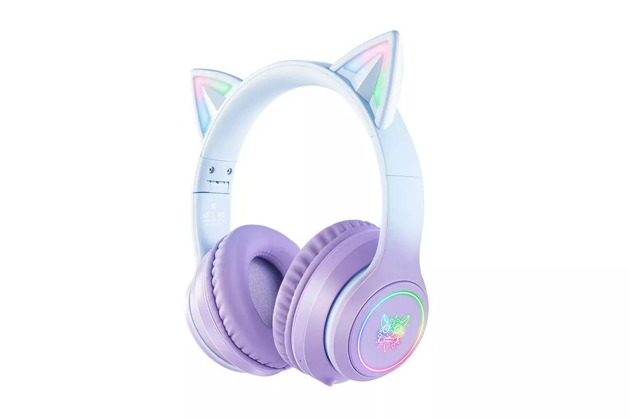 Auriculares ONIKUMA B90 inal&aacute;mbricos Bluetooth 5.0 Gaming con iluminaci&oacute;n RGB Azul/P&uacute;rpura