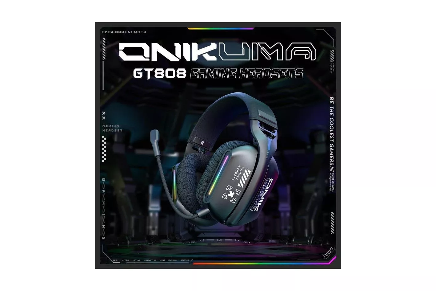 Auriculares ONIKUMA GT808 con cable y Bluetooth 5.3 para gaming, micr&oacute;fono plegable y RGB, negros