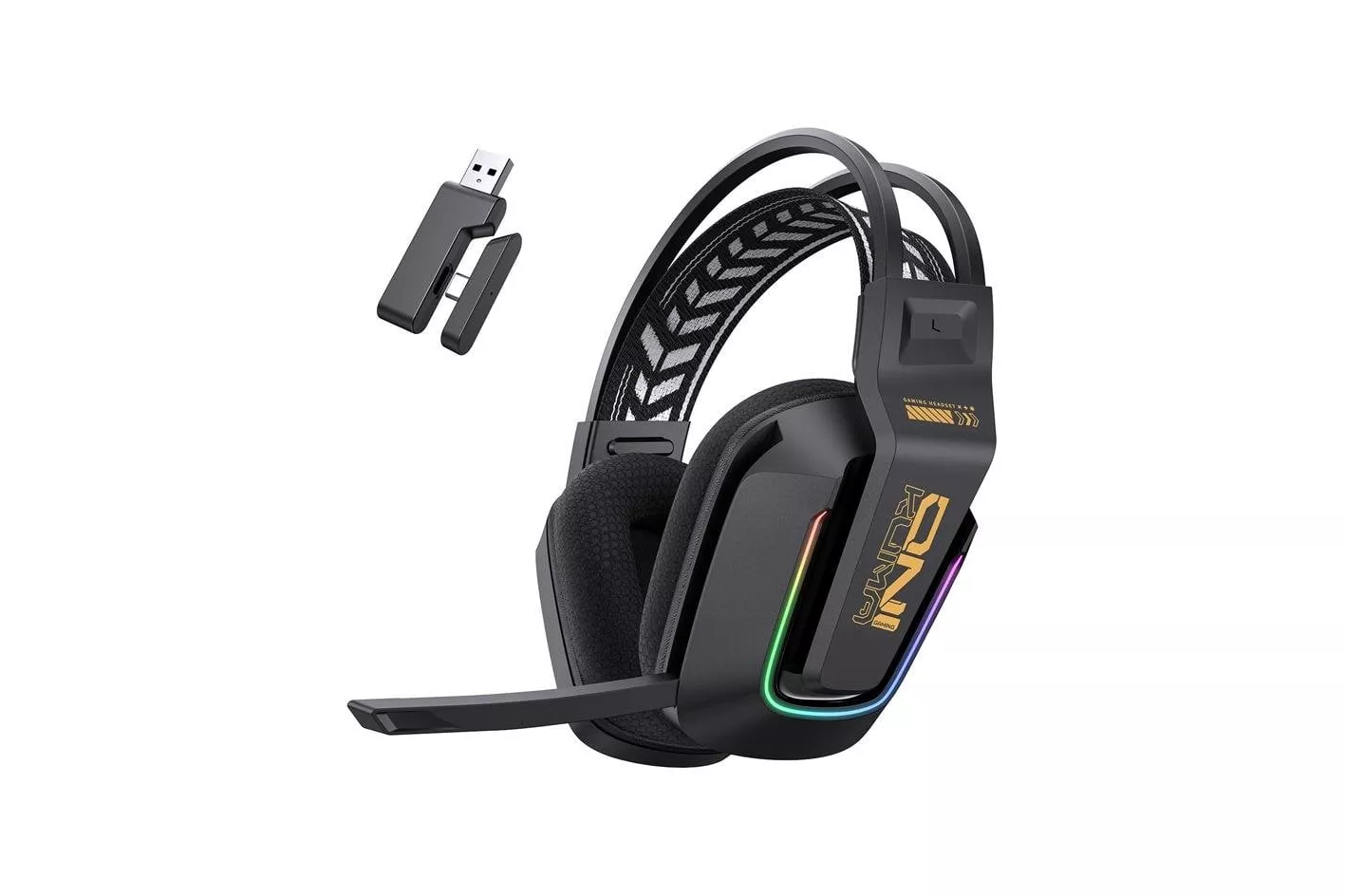 Auriculares ONIKUMA GT828 con cable, 2.4 GHz y Bluetooth, gaming, micr&oacute;fono con cancelaci&oacute;n de ruido, RGB negro