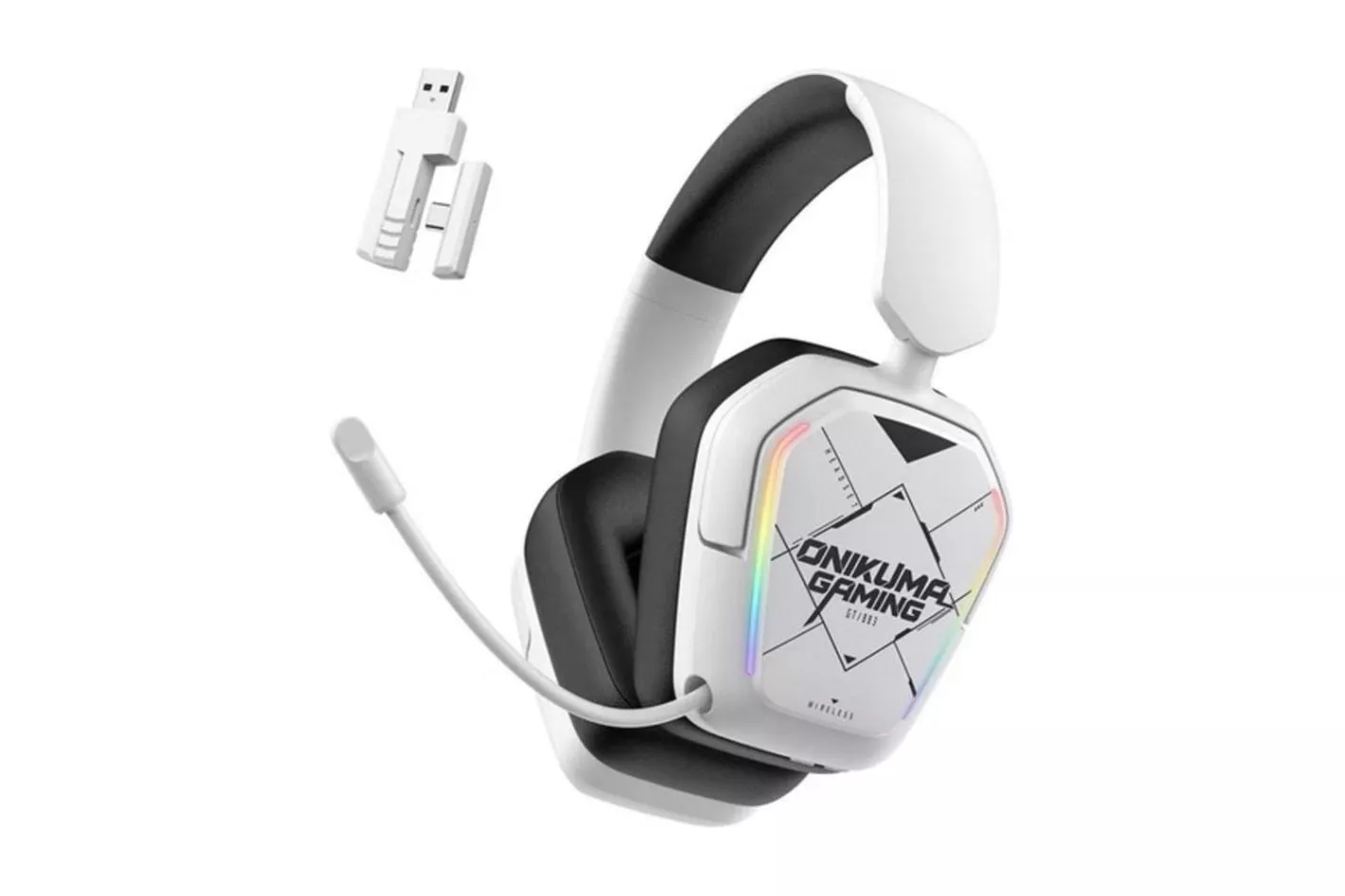 Auriculares Onikuma GT883 inal&aacute;mbricos Bluetooth y cable Over Ear para gaming blancos