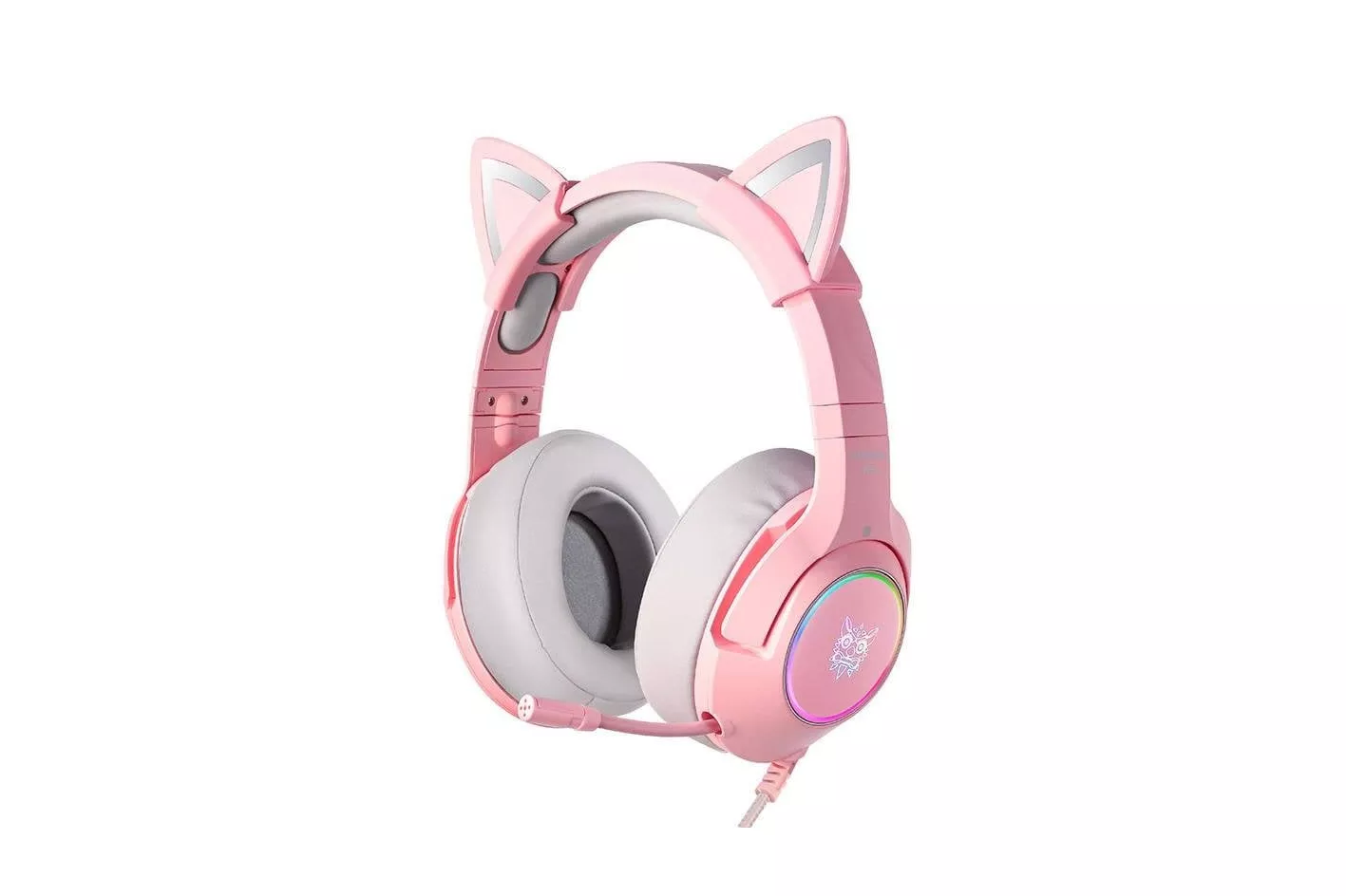 Auriculares ONIKUMA K9 con cable USB RGB, micr&oacute;fono ajustable y dise&ntilde;o rosa gaming