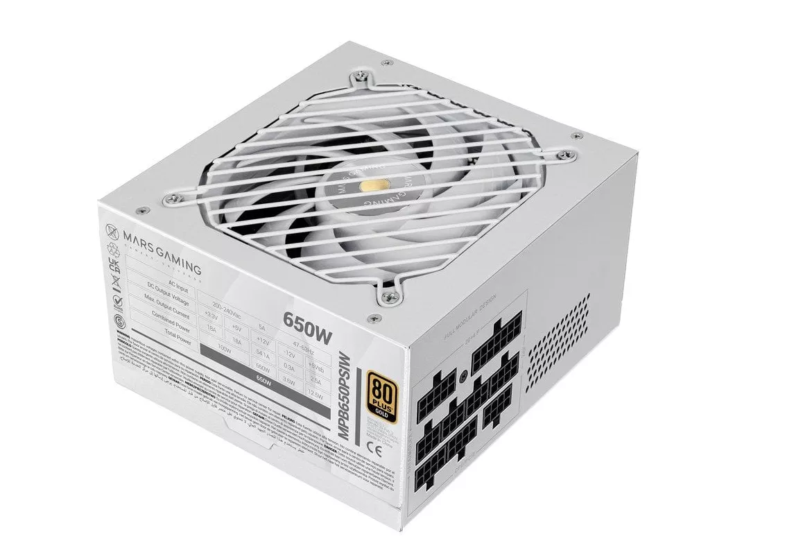 Mars Gaming Mpb650psi Fuente Alimentaci&oacute;n 650w Full Modular 80 Plus Gold Atx 3.1 Pcie 5.1 Blanco
