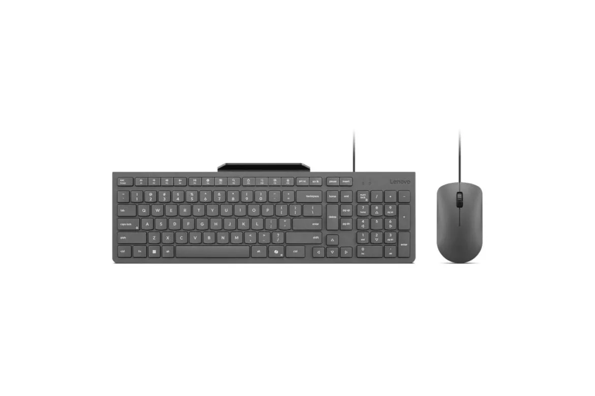 Teclado Lenovo GX31R09794 al&aacute;mbrico USB completo con rat&oacute;n gris y resistente a l&iacute;quidos