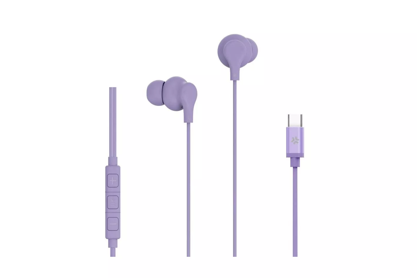 Auriculares Celly UP1600TYPECVL con cable USB-C, micr&oacute;fono y control volumen, violeta