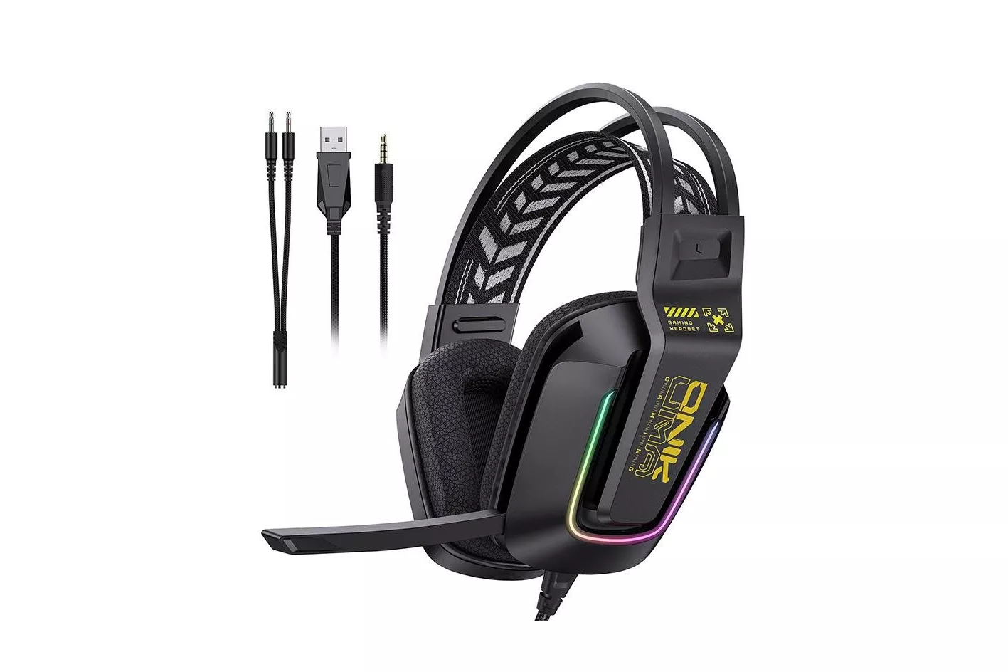 Auriculares ONIKUMA X13 con cable USB y jack 3.5mm para gaming RGB negros