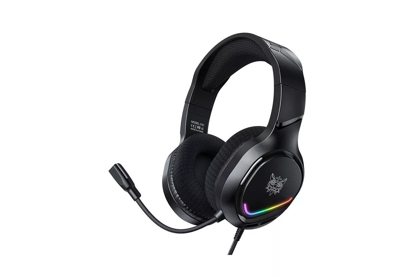 Auriculares ONIKUMA X31 con cable USB y jack 3.5 mm para gaming, RGB, micr&oacute;fono flexible gris