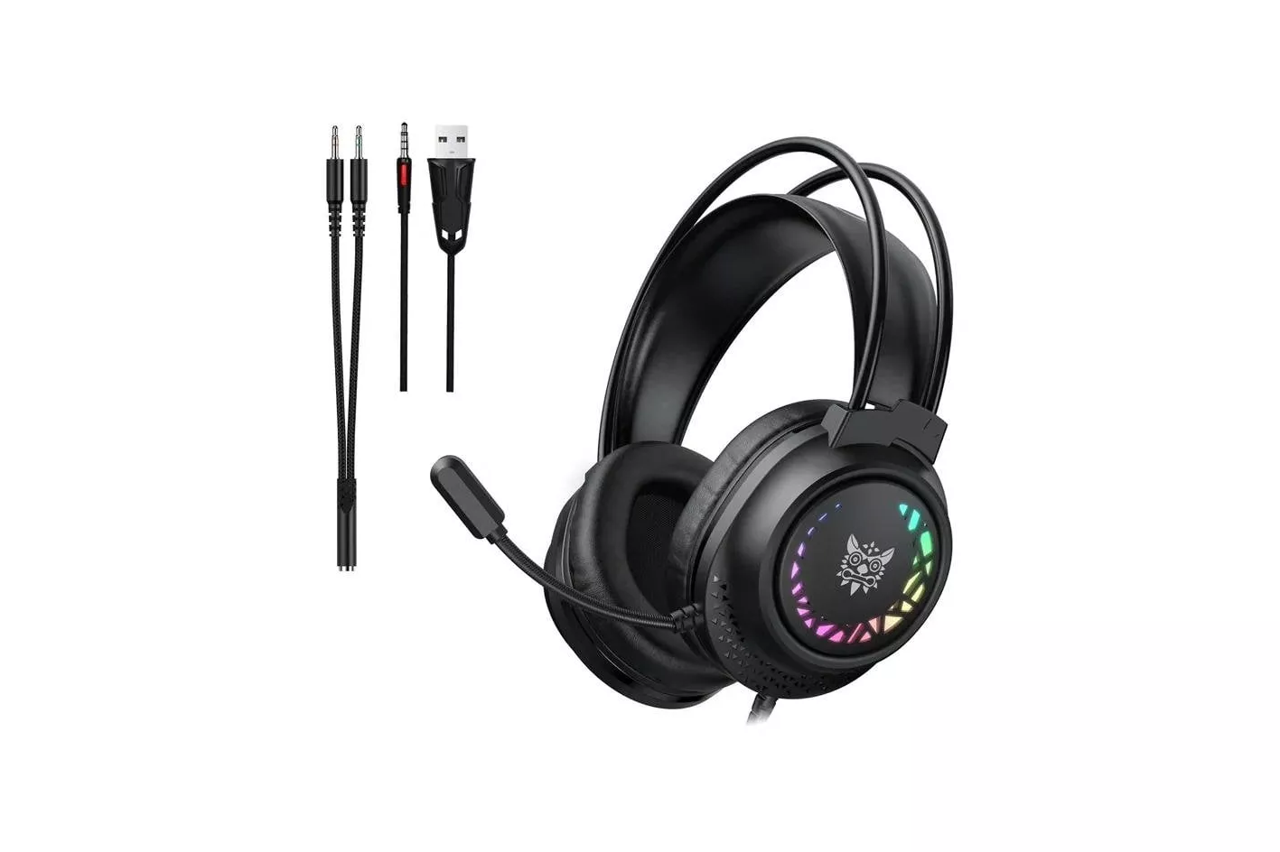 Auriculares ONIKUMA X92 con cable USB y 3,5 mm para gaming con micr&oacute;fono y RGB negro