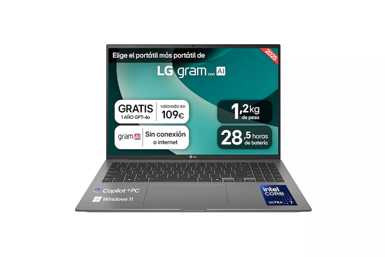 Port&aacute;til LG Gram AI 16Z90TL-G.AU88BN U7-258V 32GB 1TB 16" W11H