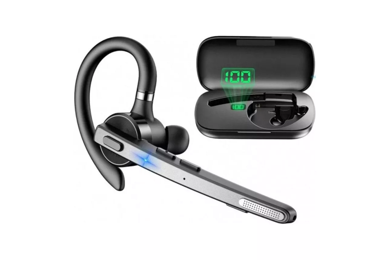 Auricular Axtel AXH-BT45 inal&aacute;mbrico Bluetooth con Cancelaci&oacute;n de Ruido para oficina, micr&oacute;fono y base de carga, negro