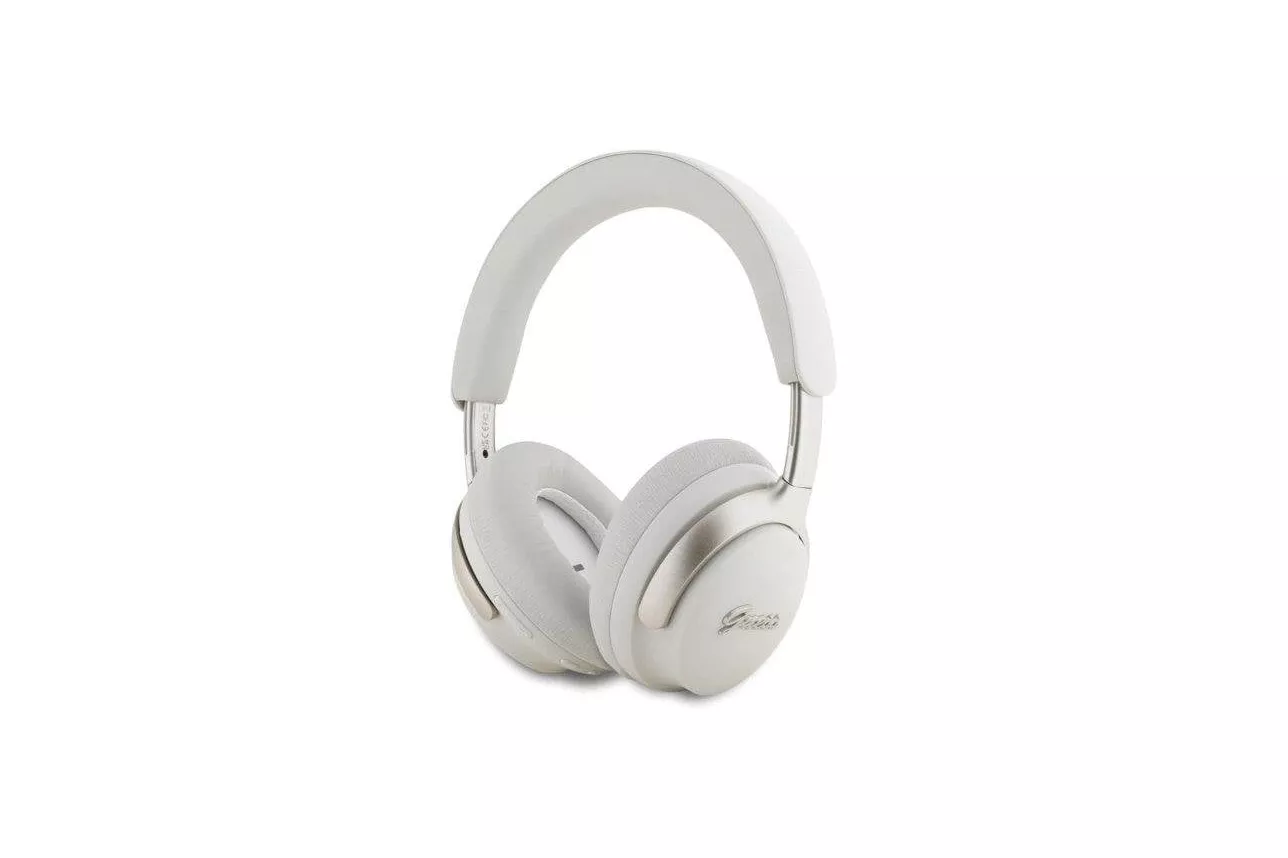 Auriculares Guess Metal Script inal&aacute;mbricos Bluetooth 5.3 con Cancelaci&oacute;n de Ruido Beige