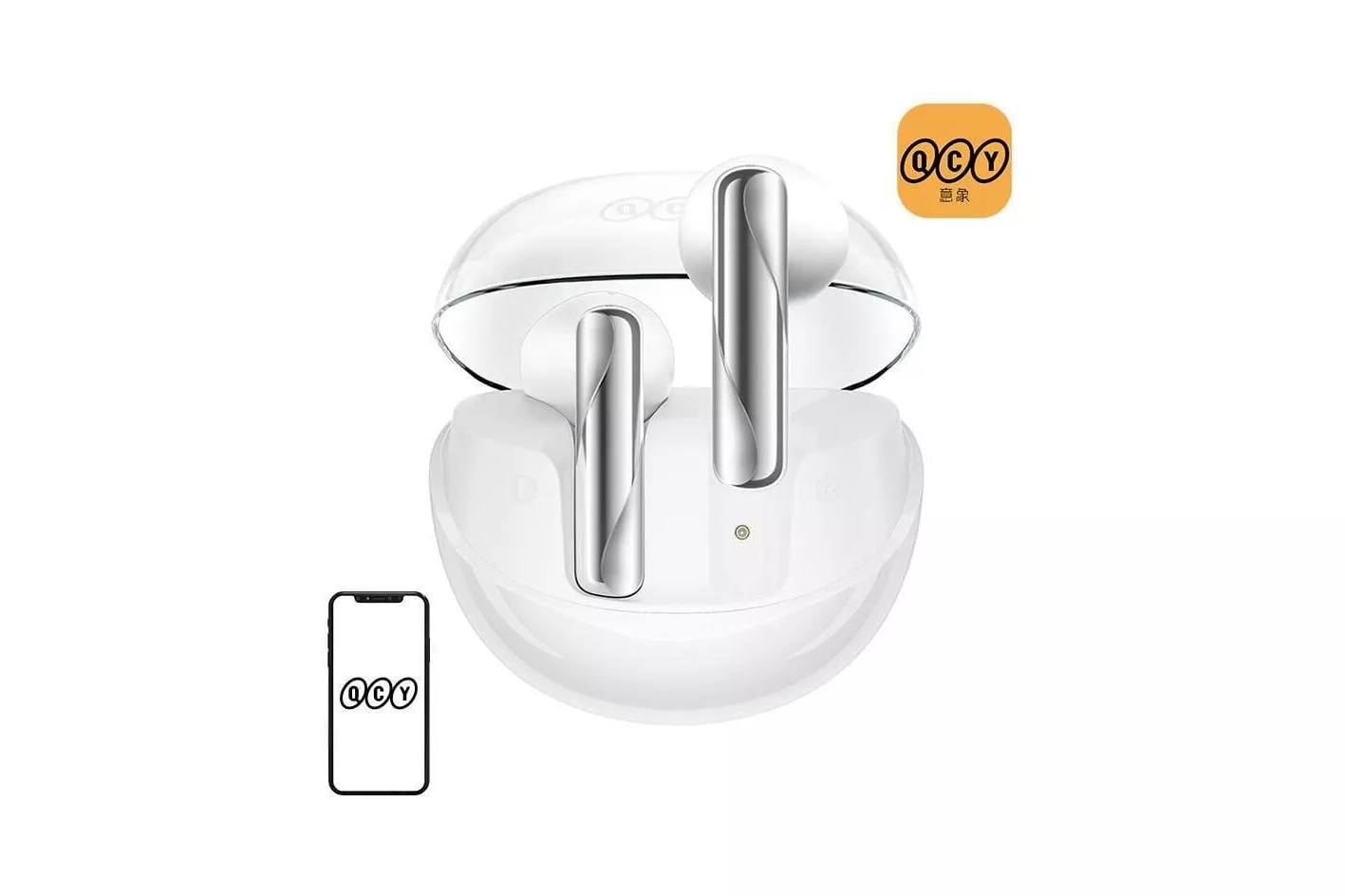 Auriculares QCY AilyBuds Clear T32 inal&aacute;mbricos Bluetooth 5.3 con Cancelaci&oacute;n de Ruido y carga r&aacute;pida blancos