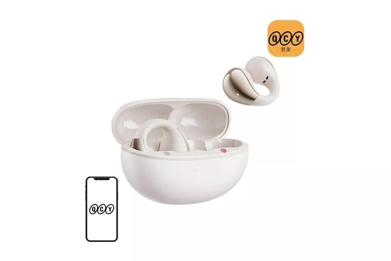 Auriculares QCY Crossky Clip C30 inal&aacute;mbricos Bluetooth 5.4 deportivos blancos