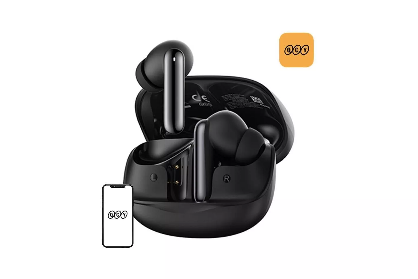 Auriculares QCY MeloBuds HT12 inal&aacute;mbricos Bluetooth con Cancelaci&oacute;n de Ruido, Micr&oacute;fono y resistencia IPX4, negros