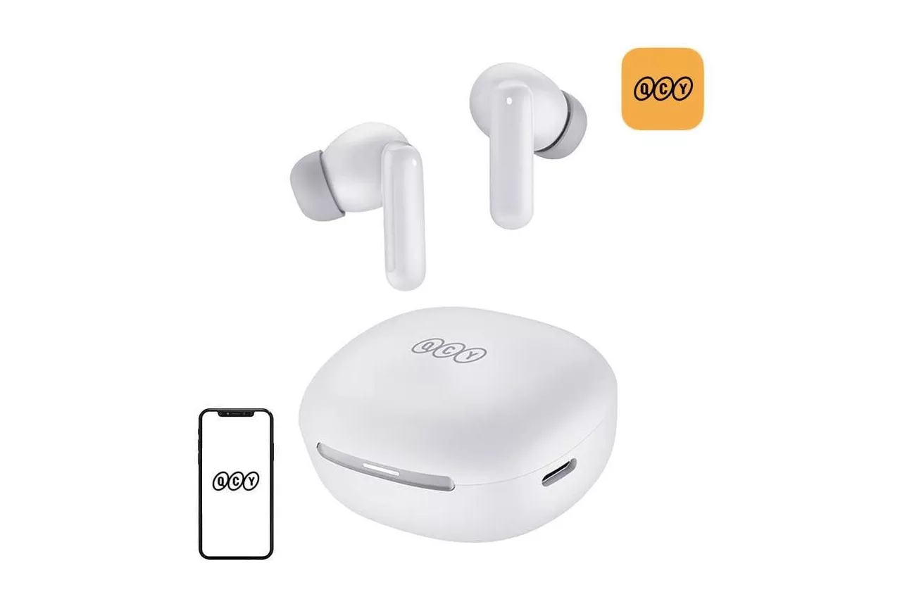 Auriculares QCY MeloBuds HT16 inal&aacute;mbricos Bluetooth con Cancelaci&oacute;n de Ruido ANC y resistencia IPX4 blancos