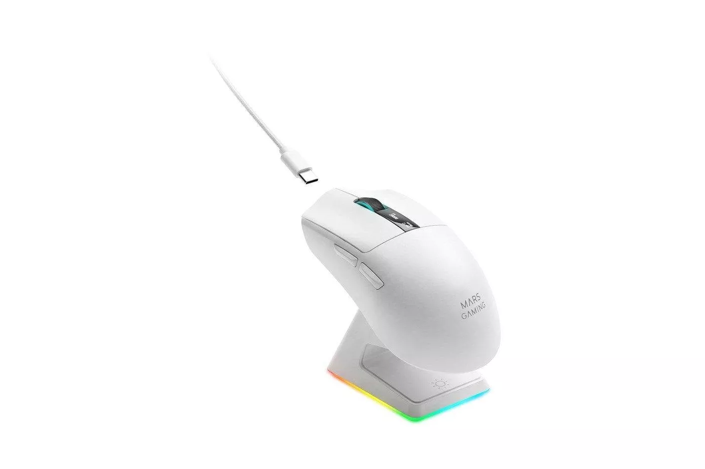 Rat&oacute;n Mars Gaming MMW-ELITE Tri-mode 20000 DPI Blanco Base RGB OLED