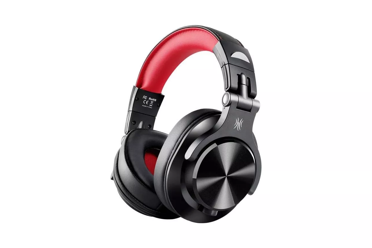 Auriculares OneOdio A71 con cable, drivers de 40 mm, plegables y c&oacute;modos, negro y rojo