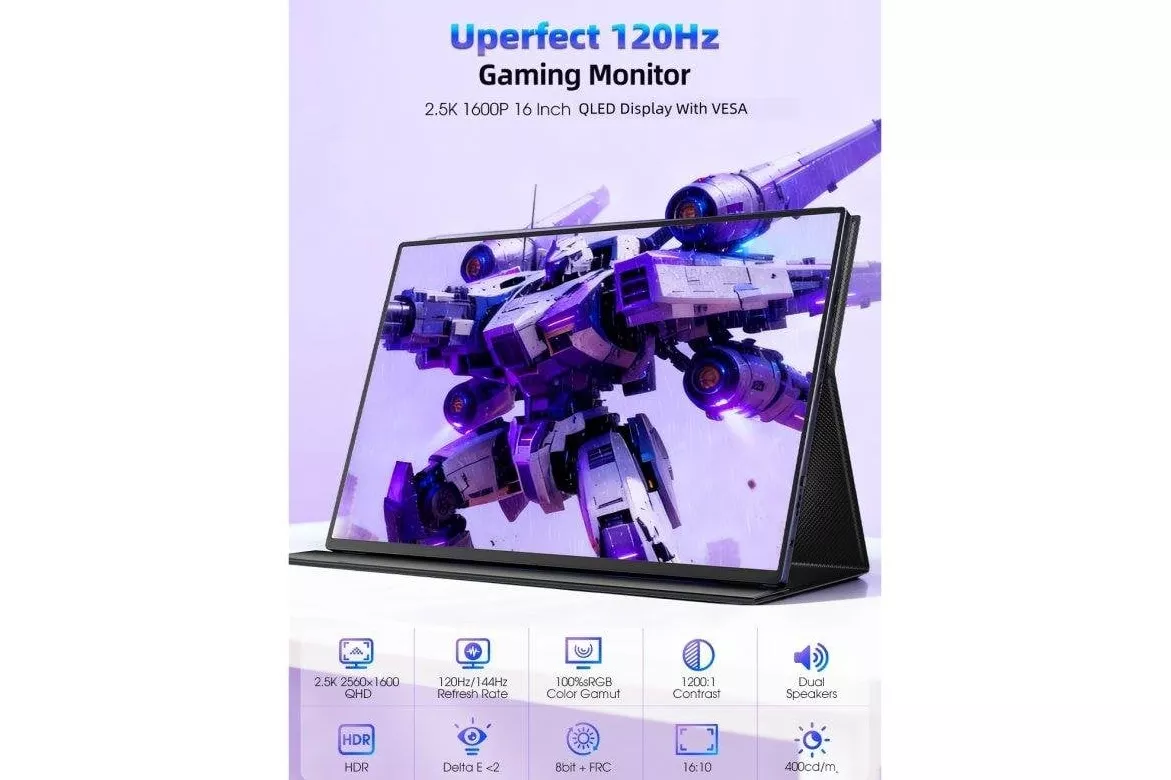 Monitor Uperfect 16" 2K+ 120Hz QLED USB-C Mini HDMI Port&aacute;til