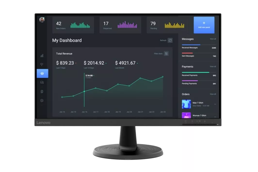 Monitor Lenovo D24-45 23.8" FullHD 75Hz VA AMD FreeSync Antirreflejo VESA