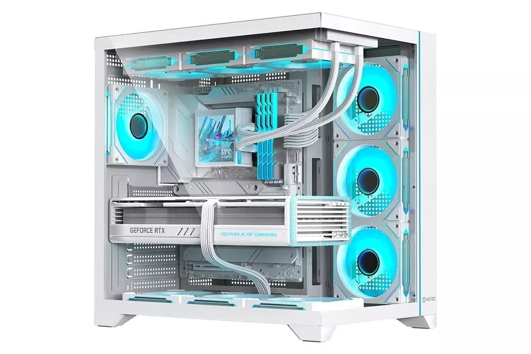 Carcasa PC Hiditec H3 PRO Midi Tower ATX Vidrio Templado Blanco Transparente