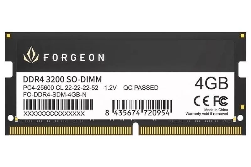 Forgeon Cyclone PLUS SODIMM DDR4 3200 MHz 4GB CL22 Negra