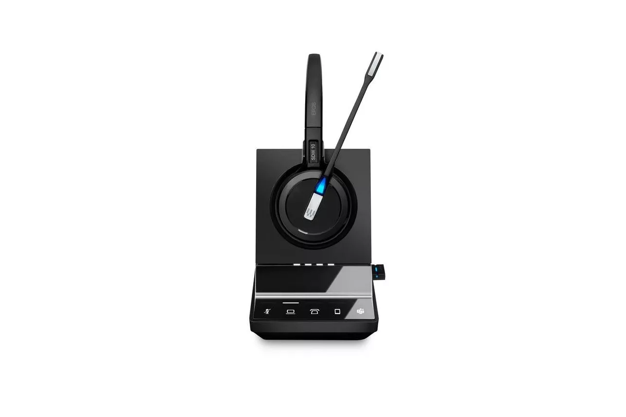 Auriculares EPOS IMPACT SDW 5016T inal&aacute;mbricos DECT con cancelaci&oacute;n de ruido, micr&oacute;fono y control on-ear, negros