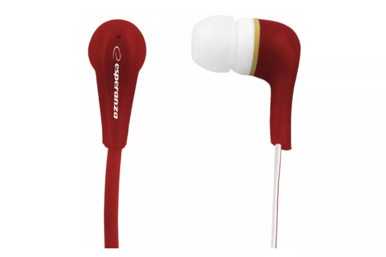 Auriculares Esperanza EH146R con cable Mini Jack 3,5 mm para m&uacute;sica, rojos
