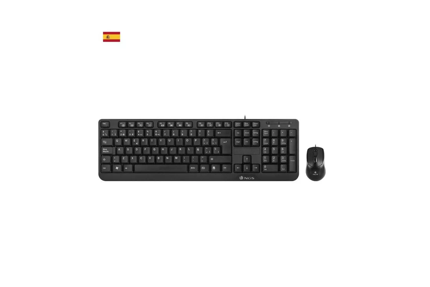 Teclado NGS Cocoa Kit al&aacute;mbrico completo con rat&oacute;n &oacute;ptico 1000 dpi QWERTY